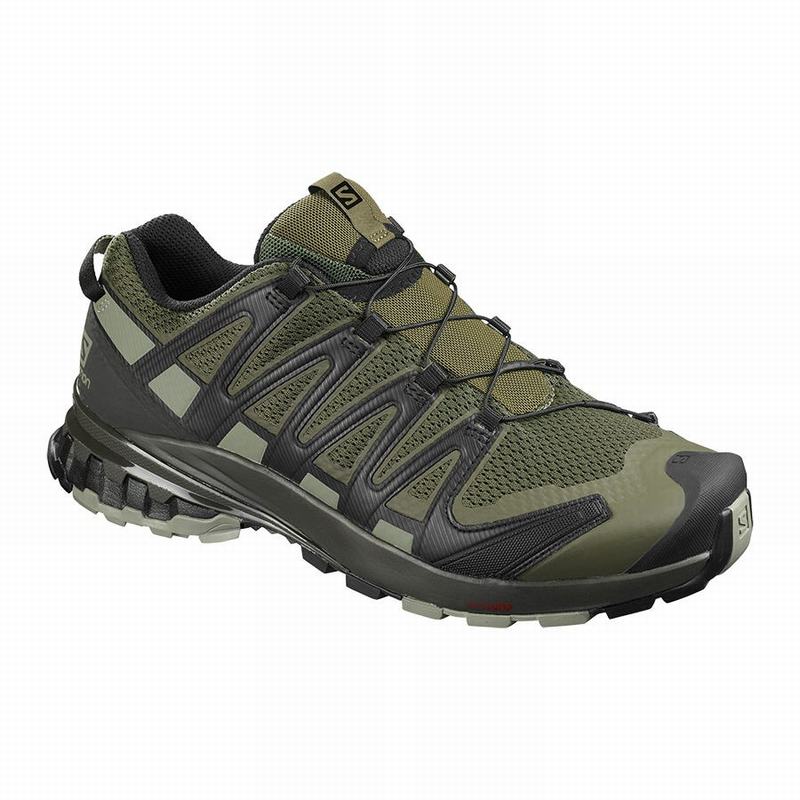 Chaussures De Randonnée Salomon Homme Vert Olive - Salomon XA PRO 3D V8 WIDE - France (0673-CDBHZ)